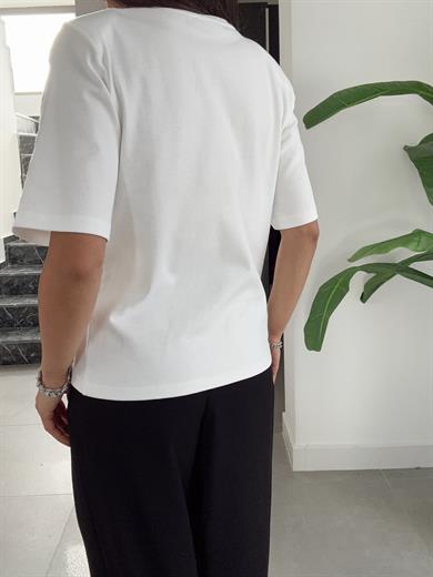Premium Vatkalı Beyaz Tişört