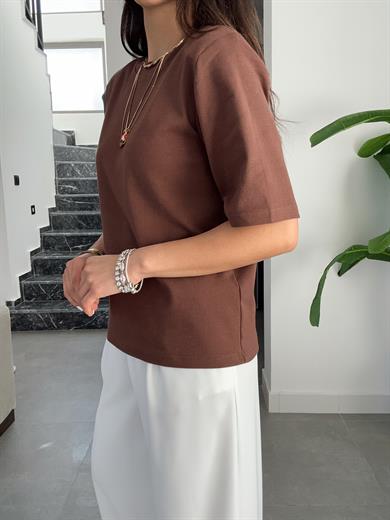 Premium Vatkalı Kahve Tişört