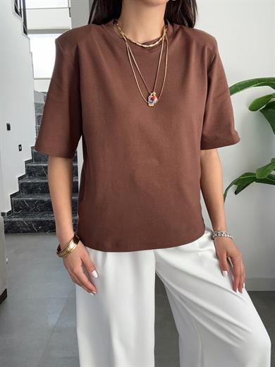 Premium Vatkalı Kahve Tişört