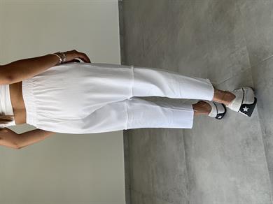 Pucca Beyaz Pis Dikiş Beli Lastikli Pantolon