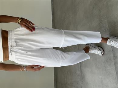 Pucca Beyaz Pis Dikiş Beli Lastikli Pantolon