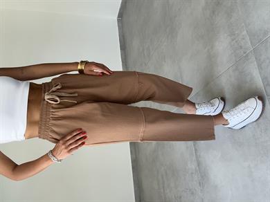 Pucca Kahve Pis Dikiş Beli Lastikli Pantolon