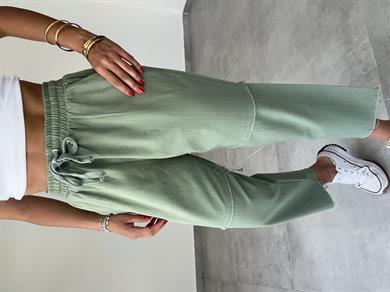 Pucca Mint Yeşili Pis Dikiş Beli Lastikli Pantolon