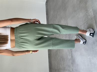 Pucca Mint Yeşili Pis Dikiş Beli Lastikli Pantolon