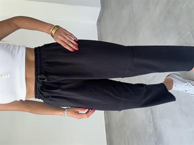 Pucca Siyah Pis Dikiş Beli Lastikli Pantolon