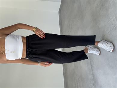 Pucca Siyah Pis Dikiş Beli Lastikli Pantolon