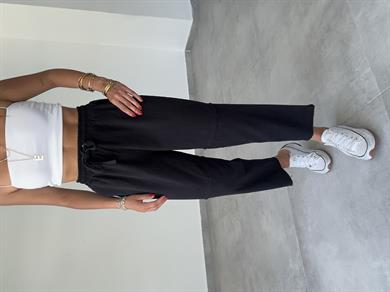 Pucca Siyah Pis Dikiş Beli Lastikli Pantolon