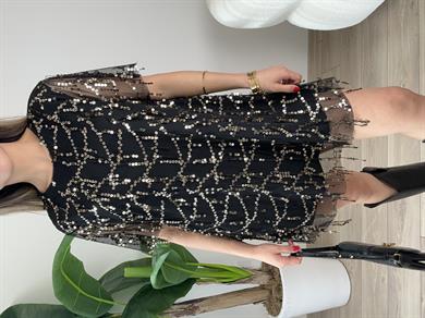 Pul Payet Siyah Elbise