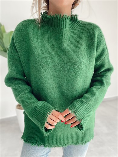 Saçaklı Benetton Triko Kazak