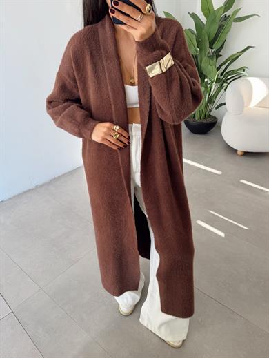 Sakallı Kahve Uzun Triko Hırka