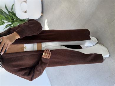 Sakallı Kahve Uzun Triko Hırka