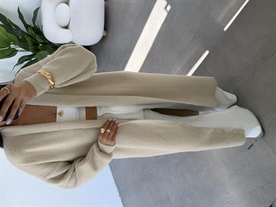 Sakallı Taş Uzun Triko Hırka