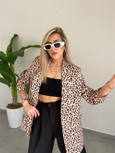 Şal Yaka Leopar Ceket