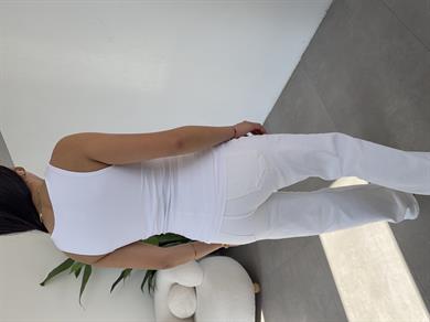 Sandy Ekru Kare Yaka Tulum Atlet