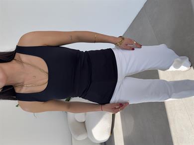 Sandy Siyah Kare Yaka Tulum Atlet