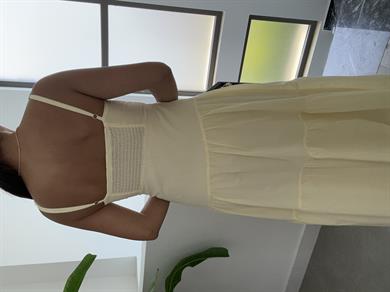 Sarı Asimetrik Gipeli Elbise