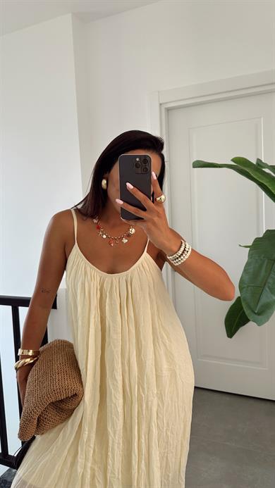 Sarı Askılı Elbise