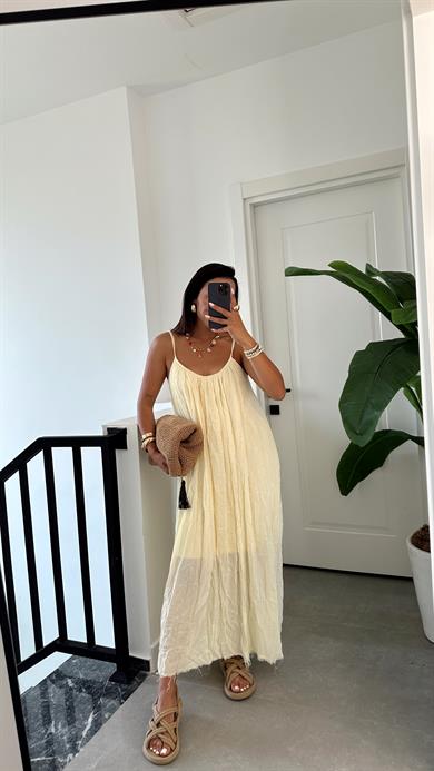 Sarı Askılı Elbise