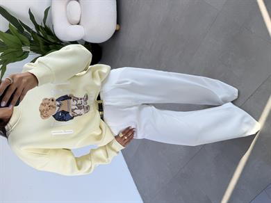 Sarı Ayıcık Desenli Sweatshirt