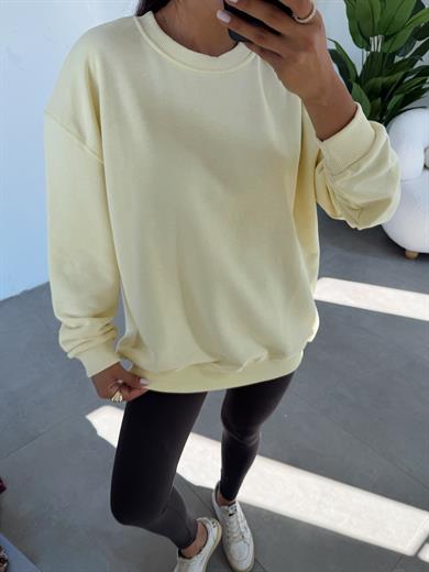 Sarı Bisiklet Yaka Oversize Sweat