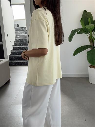 Sarı California Tedy Nakışlı Tshirt