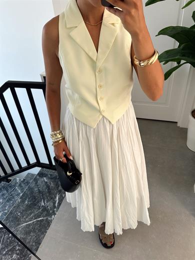 Sarı Düğmeli Dokuma Yelek