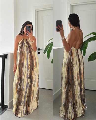 Sarı Sırtı Açık Elbise