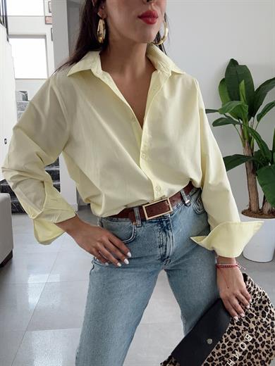 Sarı Uzun Kollu Rahat Gömlek