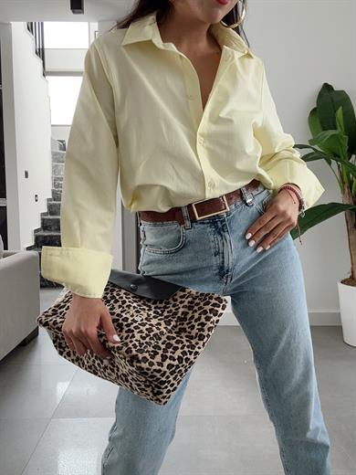 Sarı Uzun Kollu Rahat Gömlek