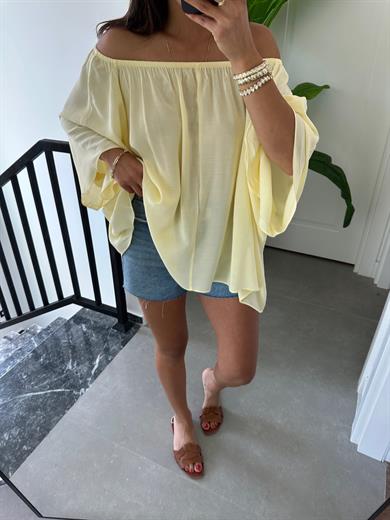 Sarı Yakası Lastikli Bluz