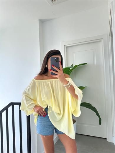 Sarı Yakası Lastikli Bluz