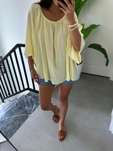 Sarı Yakası Lastikli Bluz