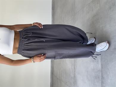 Sasha Antrasit Tasarım Keten Pantolon