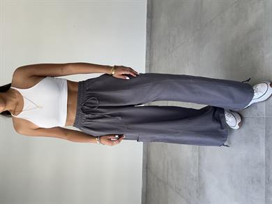 Sasha Antrasit Tasarım Keten Pantolon