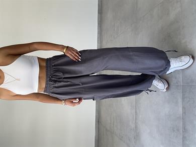 Sasha Antrasit Tasarım Keten Pantolon