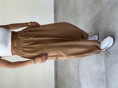 Sasha Kahve Tasarım Keten Pantolon