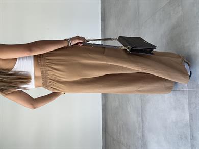 Sasha Kahve Tasarım Keten Pantolon