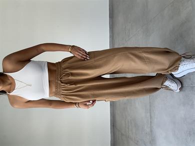 Sasha Kahve Tasarım Keten Pantolon