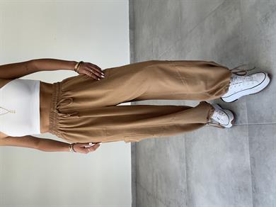 Sasha Kahve Tasarım Keten Pantolon