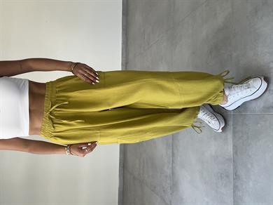 Sasha Olive Tasarım Keten Pantolon