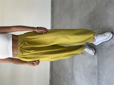 Sasha Olive Tasarım Keten Pantolon