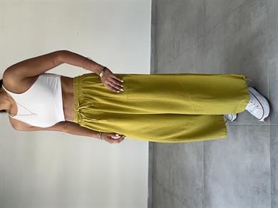 Sasha Olive Tasarım Keten Pantolon