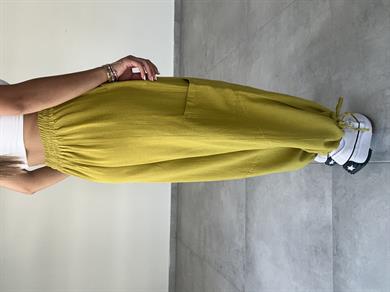 Sasha Olive Tasarım Keten Pantolon