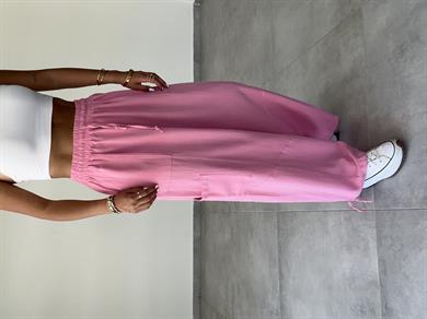 Sasha Pembe Tasarım Keten Pantolon