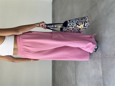 Sasha Pembe Tasarım Keten Pantolon