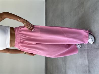 Sasha Pembe Tasarım Keten Pantolon