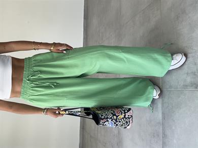 Sasha Yeşil Tasarım Keten Pantolon