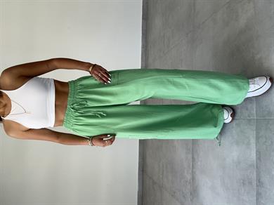 Sasha Yeşil Tasarım Keten Pantolon