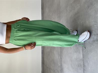 Sasha Yeşil Tasarım Keten Pantolon