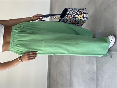 Sasha Yeşil Tasarım Keten Pantolon